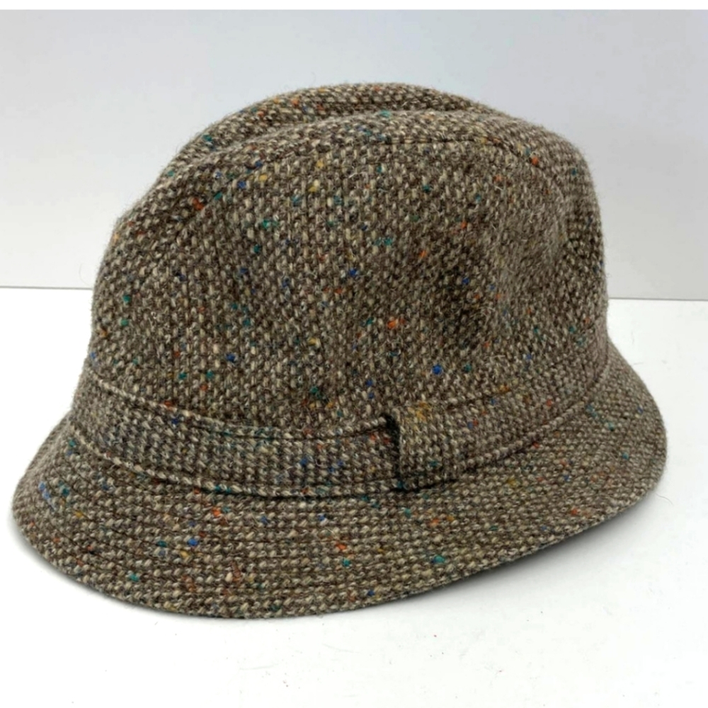 Vintage PENDLETON Wool Tweed Hat 100% Virgin Wool Taupe Brown Fedora Size L